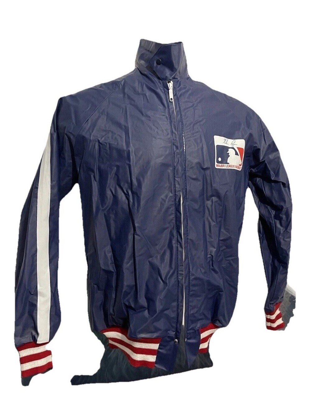 VTG NOLAN RYAN Signature Rain Coat Jacket M MLB